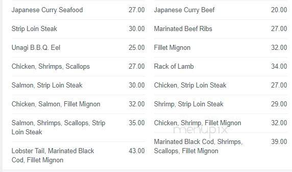 Yang's Teppanyaki & Sushi - Vaughan, ON menu_pic