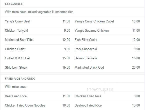 Yang's Teppanyaki & Sushi - Vaughan, ON menu_pic