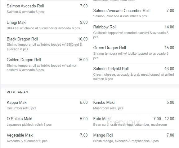 Yang's Teppanyaki & Sushi - Vaughan, ON menu_pic