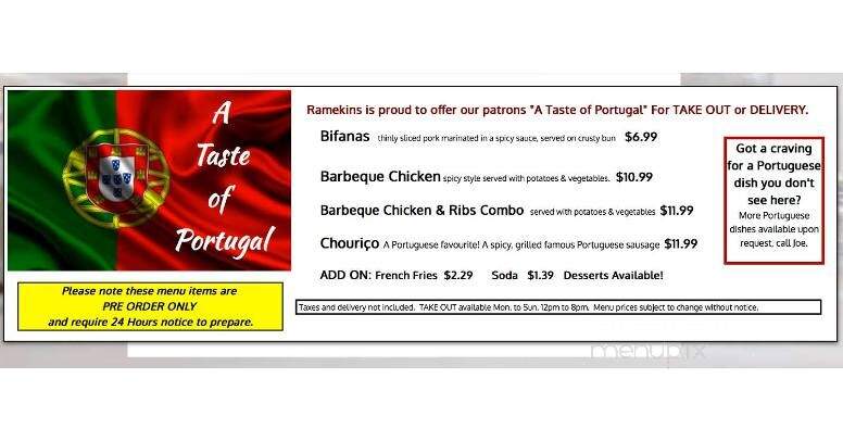Ramekins Casual Fine Dining - Kingston, ON menu_pic