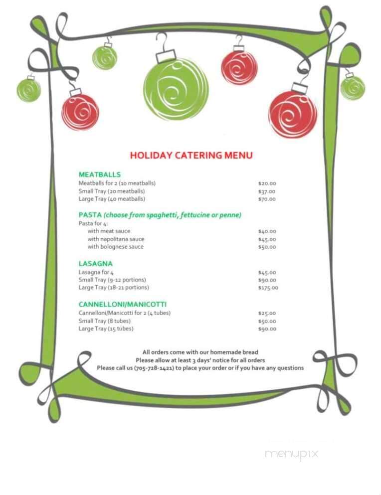 Pizzeria Italia Restaurant - Barrie, ON menu_pic