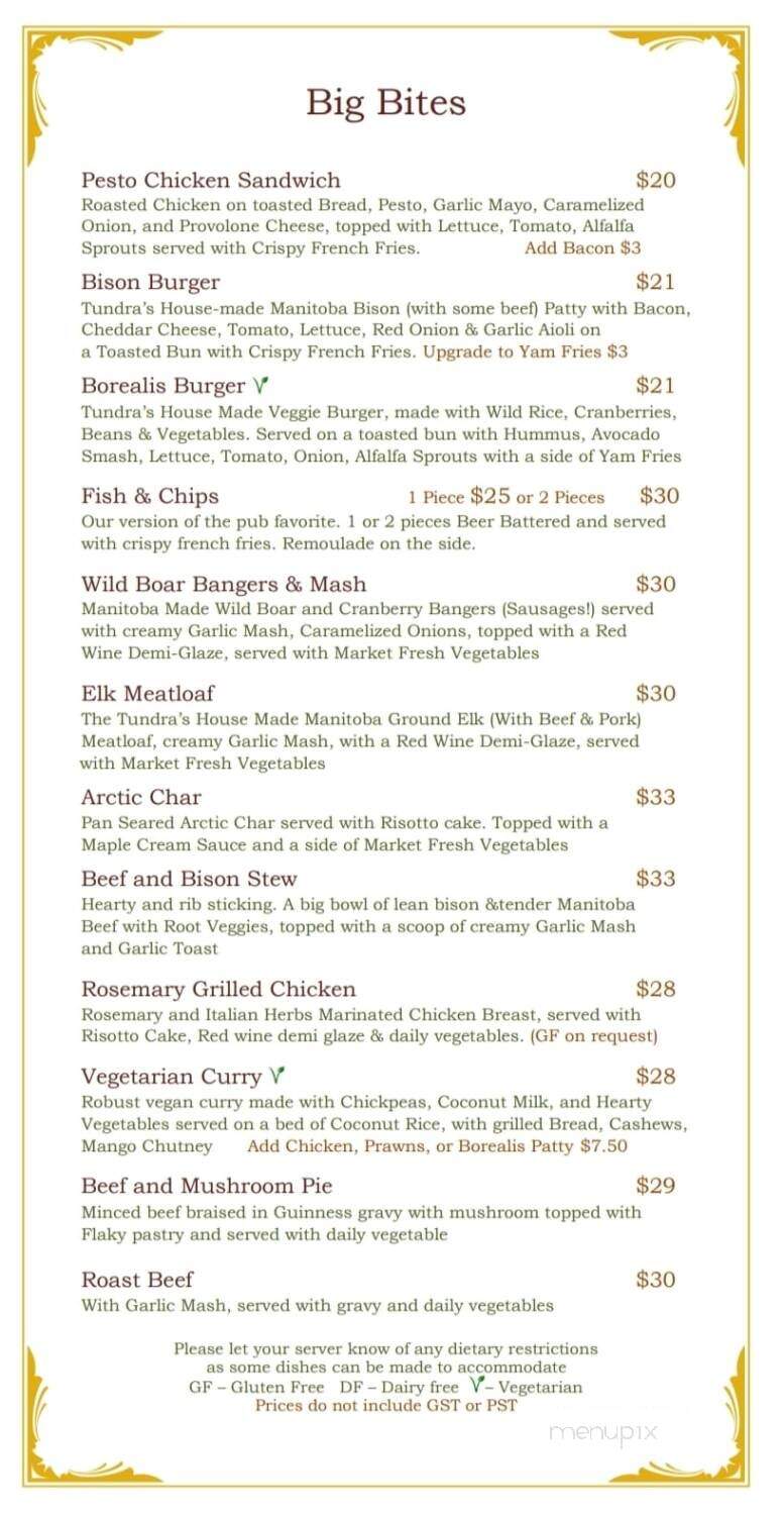 Tundra Inn - Churchill, MB menu_pic