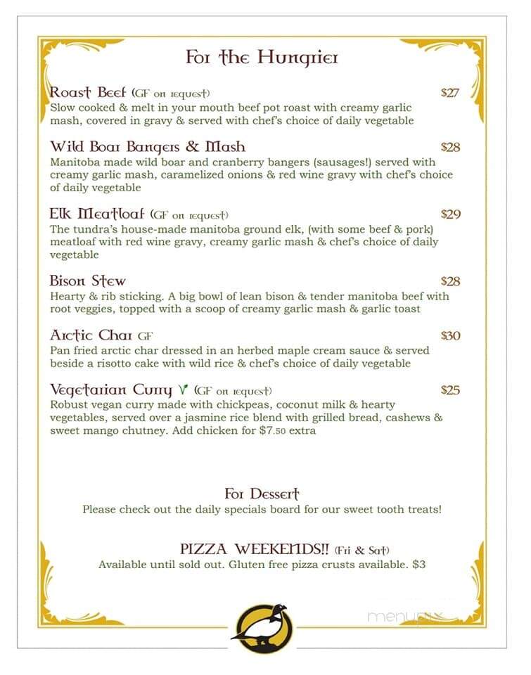 Tundra Inn - Churchill, MB menu_pic