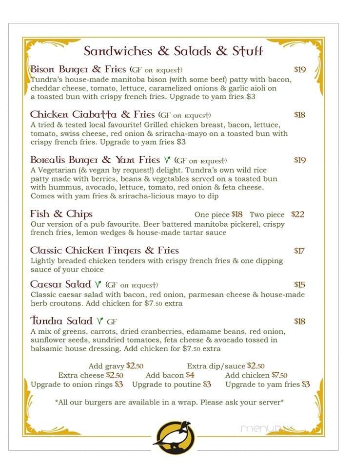 Tundra Inn - Churchill, MB menu_pic