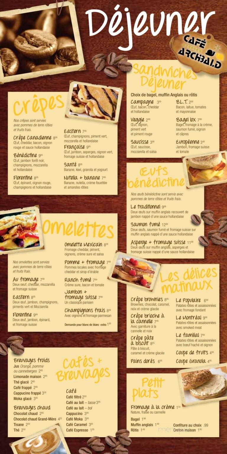 Cafe Archibald - Dieppe, NB menu_pic