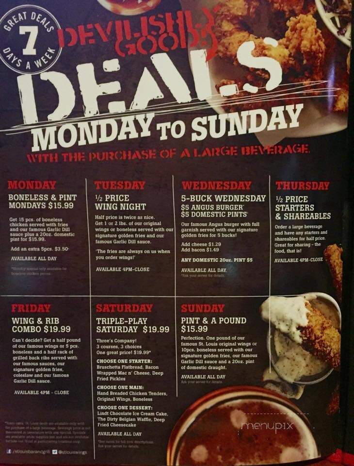 St. Louis Bar and Grill - Oakville, ON menu_pic