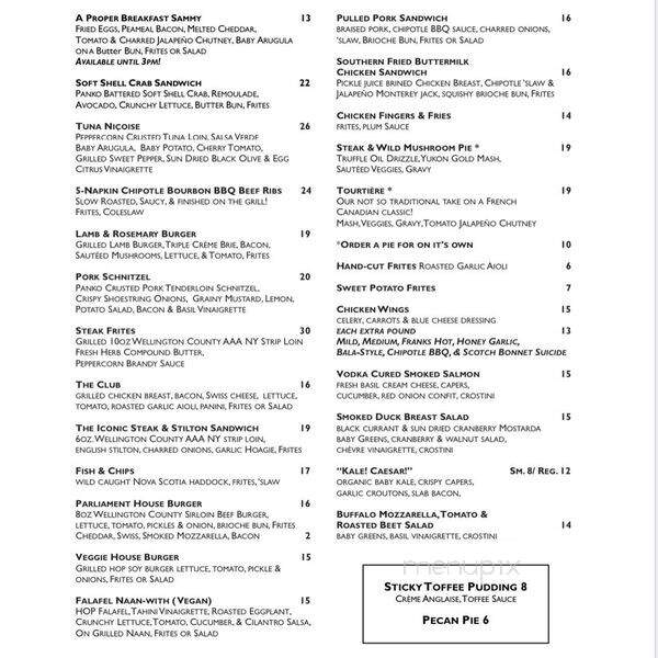 The House On Parliament St - Toronto, ON menu_pic