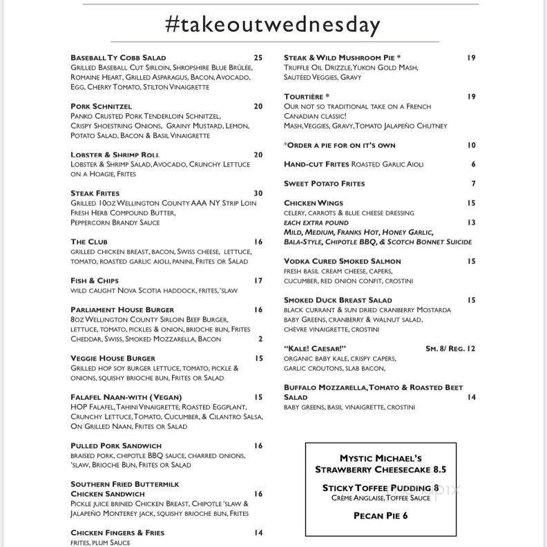 The House On Parliament St - Toronto, ON menu_pic
