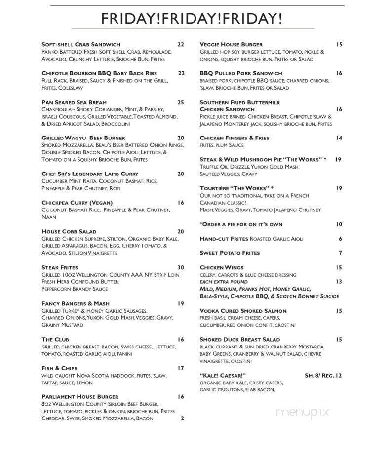 The House On Parliament St - Toronto, ON menu_pic