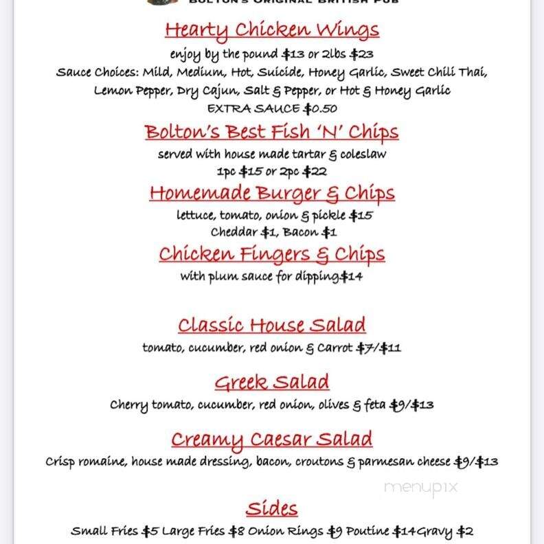 Toby Jug - Bolton, ON menu_pic