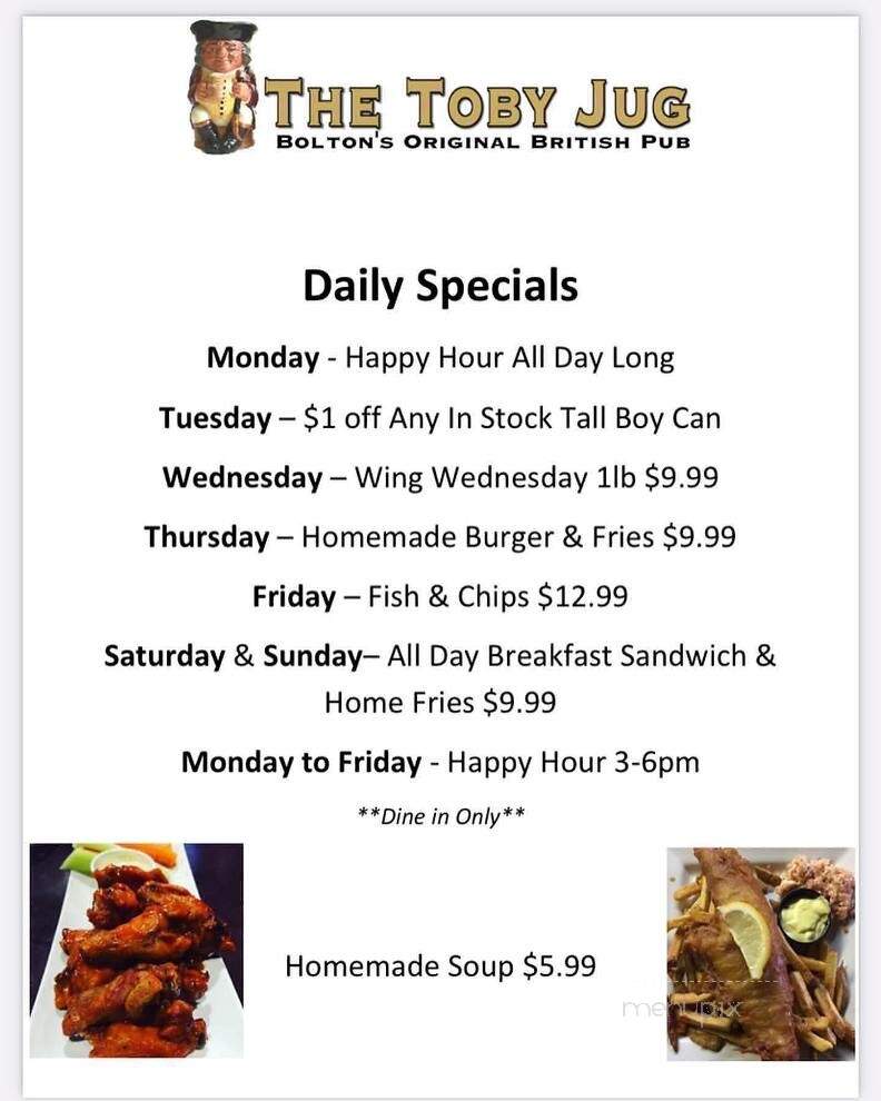 Toby Jug - Bolton, ON menu_pic