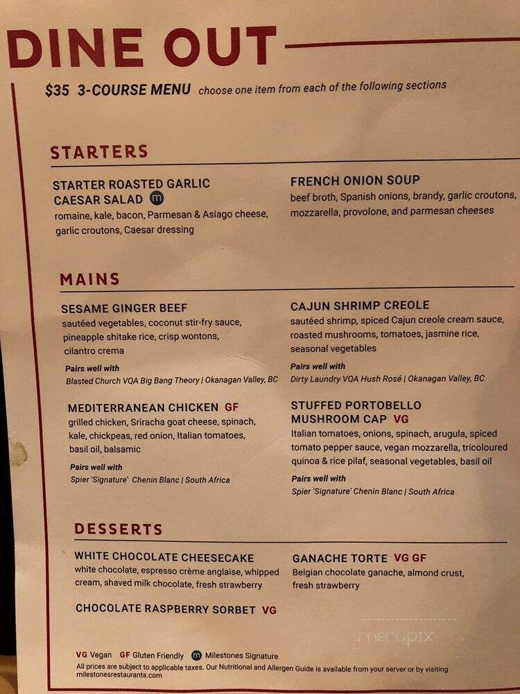 Milestones Grill + Bar - West Vancouver, BC menu_pic