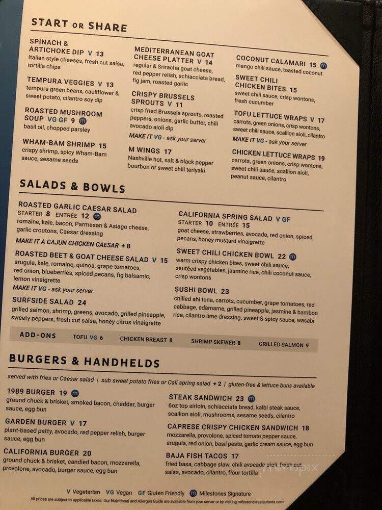 Milestones Grill + Bar - West Vancouver, BC menu_pic