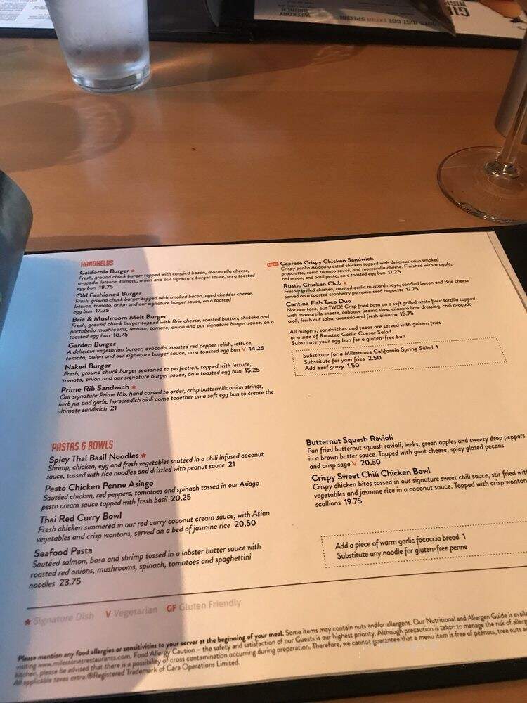 Milestones Grill + Bar - West Vancouver, BC menu_pic
