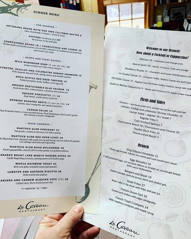 Le Caveau At Domaine de Grand Pre - Wolfville, NS menu_pic