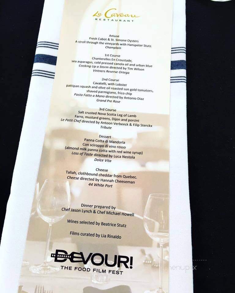 Le Caveau At Domaine de Grand Pre - Wolfville, NS menu_pic