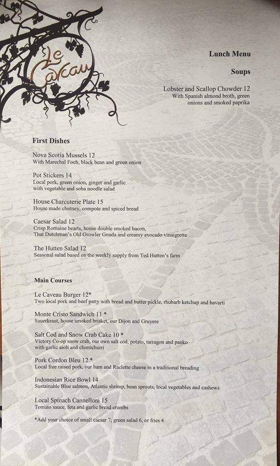 Le Caveau At Domaine de Grand Pre - Wolfville, NS menu_pic