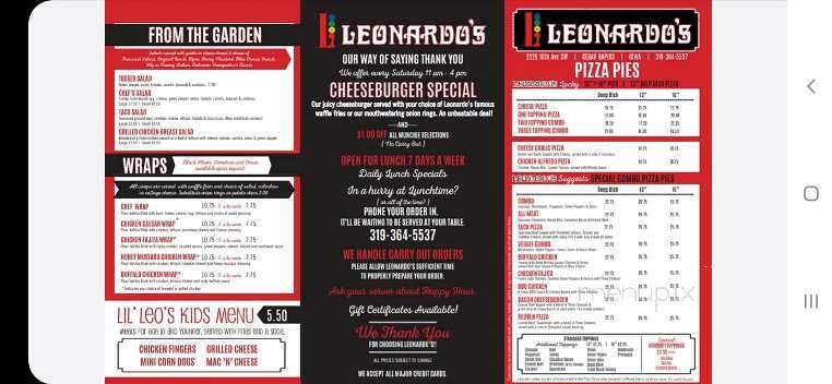 Leonardo's Pizza - Cedar Rapids, IA menu_pic