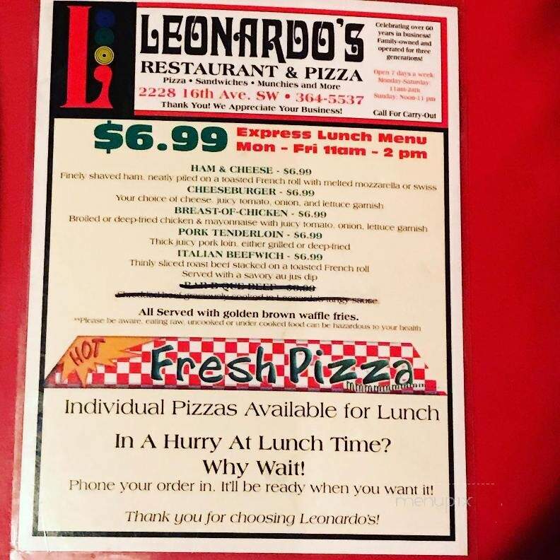 Leonardo's Pizza - Cedar Rapids, IA menu_pic