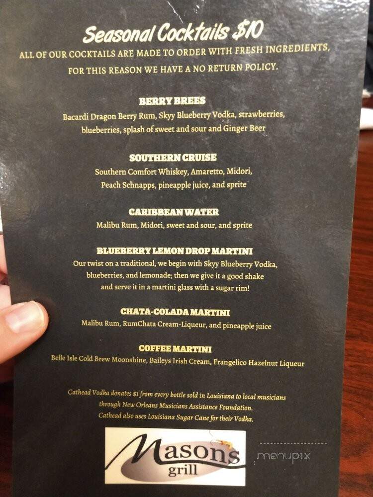 Masons Grill - Baton Rouge, LA menu_pic