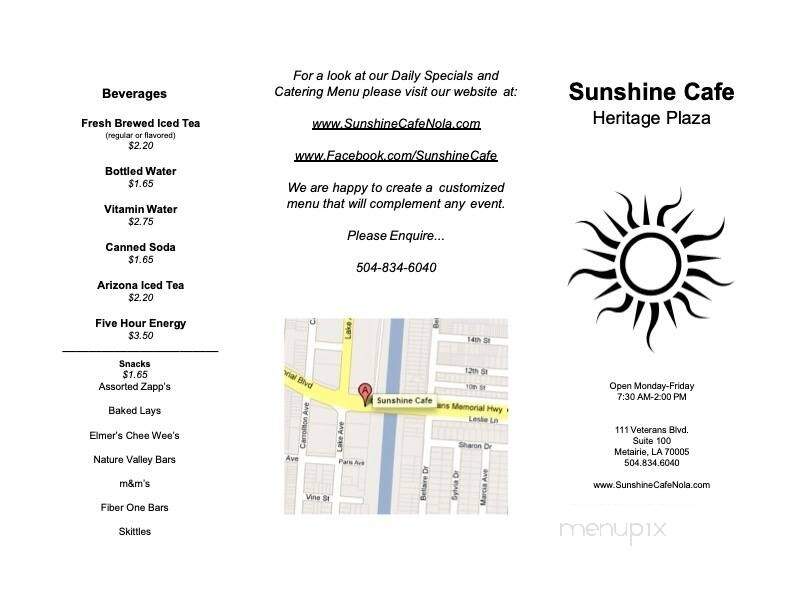 Sunshine Cafe - Metairie, LA menu_pic