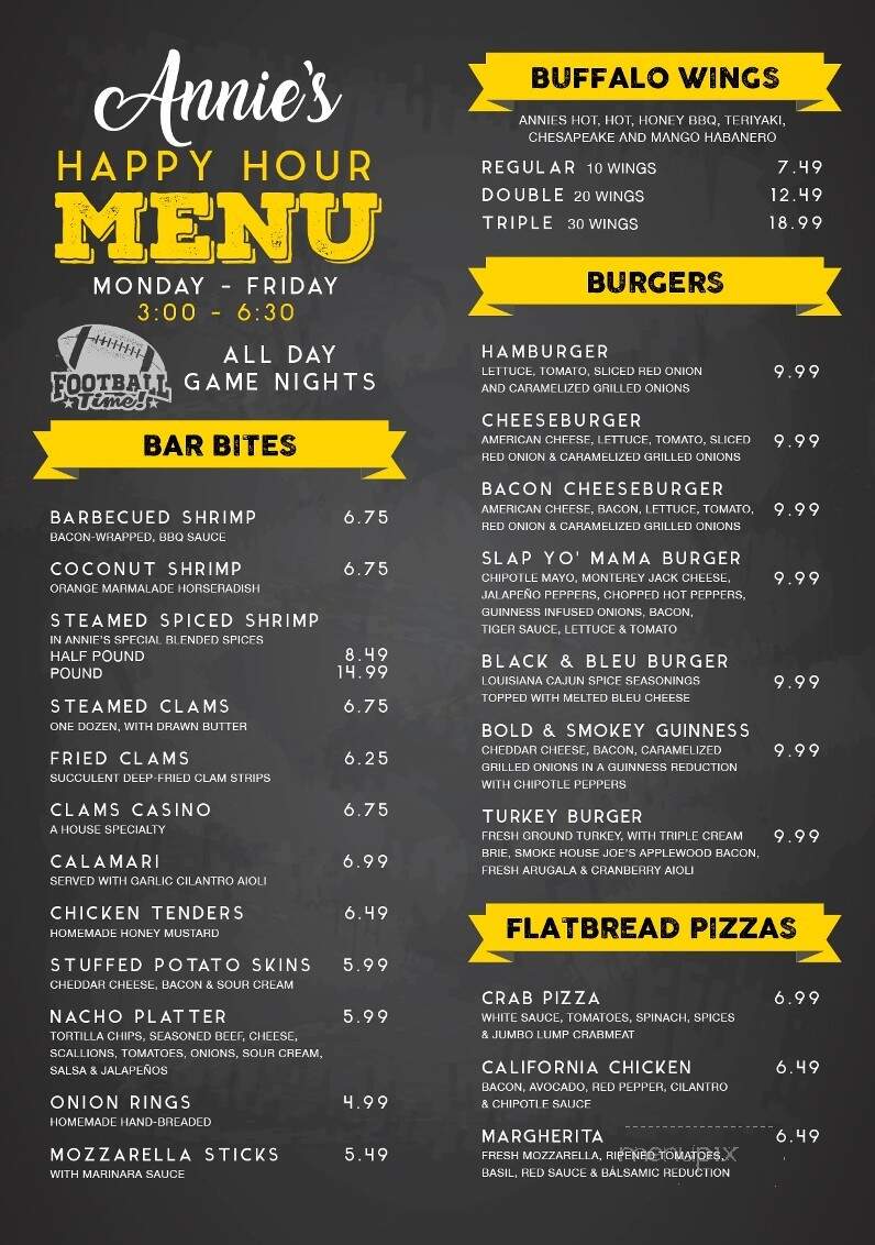 Annie's Paramount Steak House - Grasonville, MD menu_pic