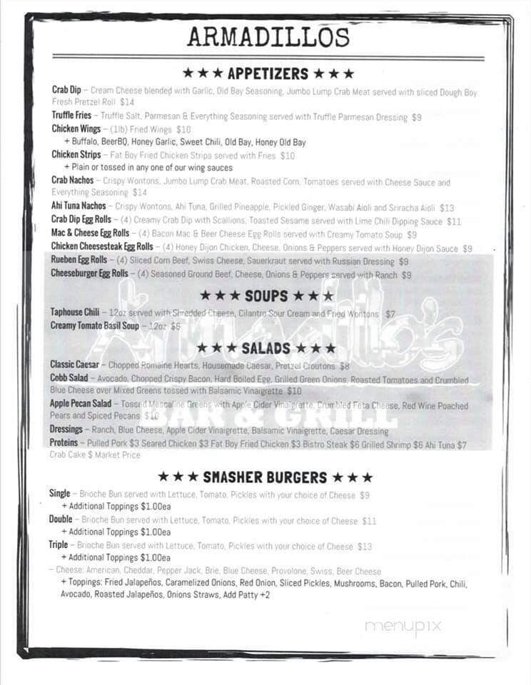 Armadillos Restaurant - Annapolis, MD menu_pic