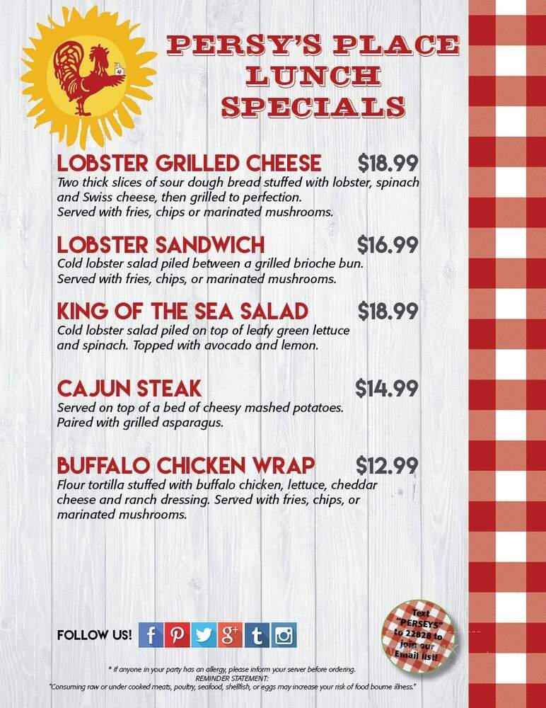 Persy's Place - Mashpee, MA menu_pic