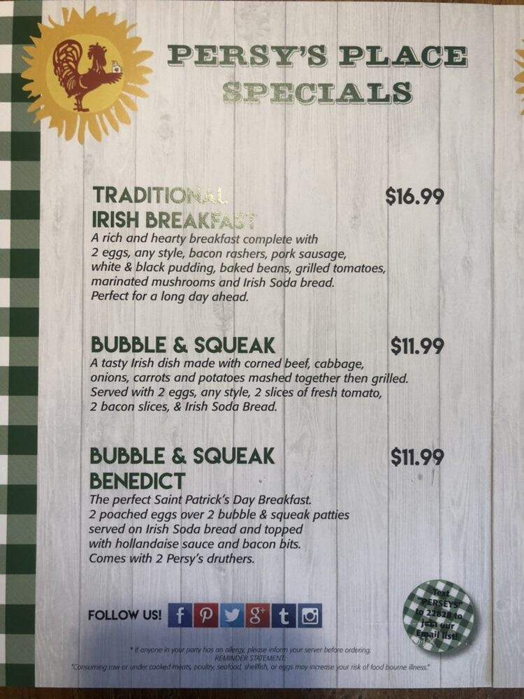 Persy's Place - Mashpee, MA menu_pic