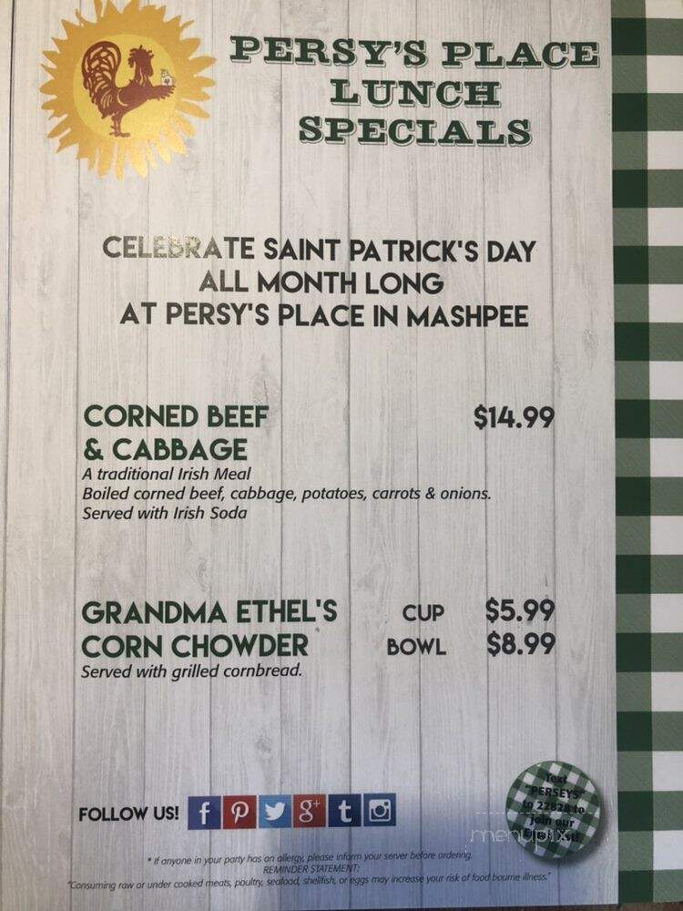 Persy's Place - Mashpee, MA menu_pic