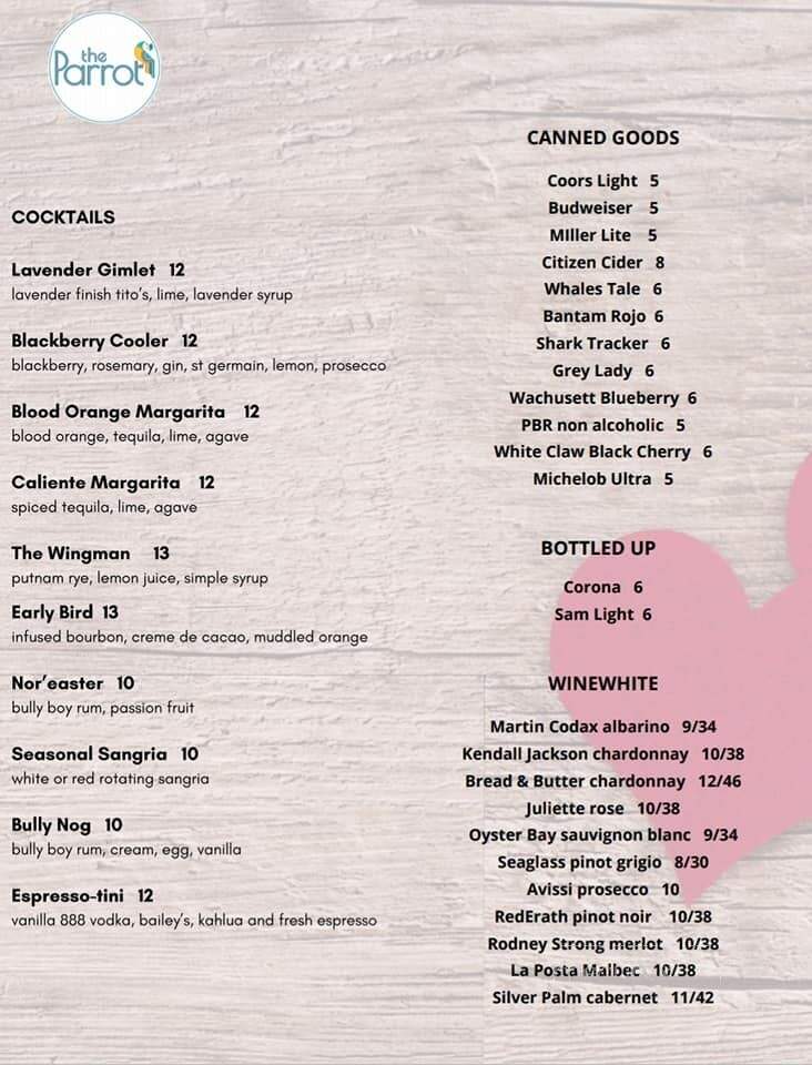 Red Parrot - Hull, MA menu_pic