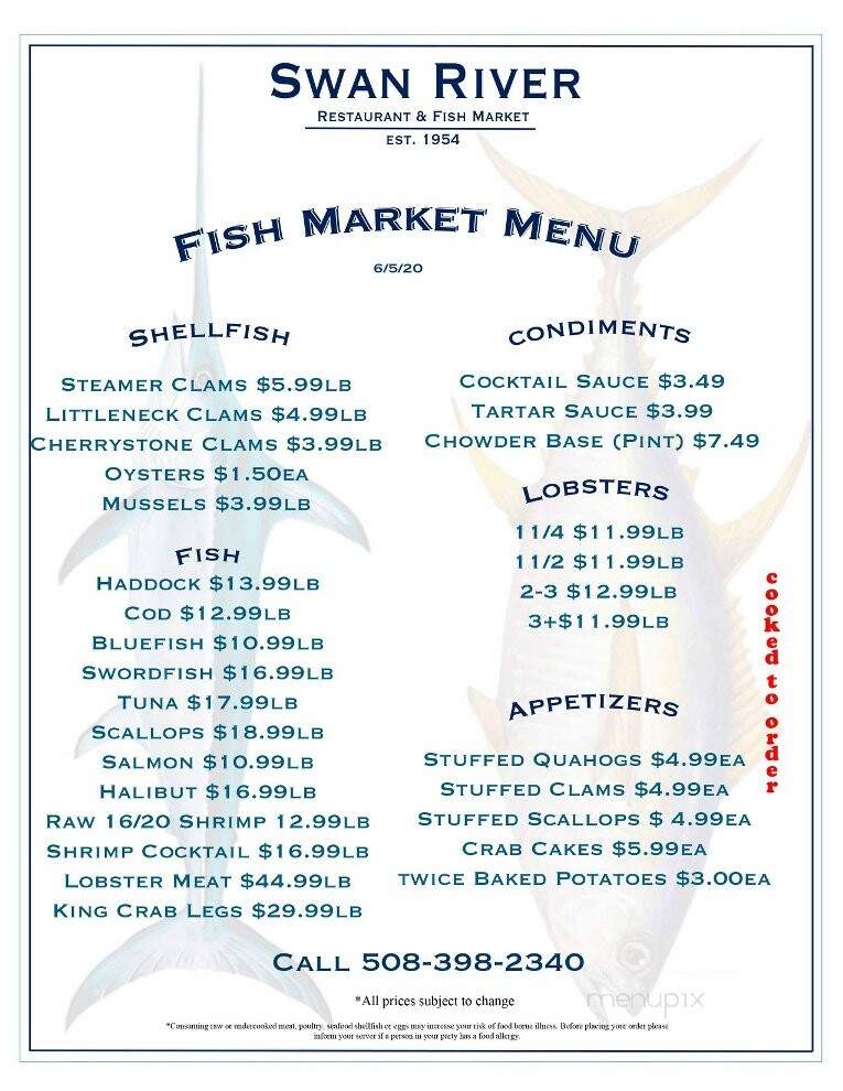 Swan River Seafood Restaurant - Dennis Port, MA menu_pic