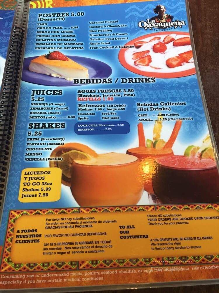 La Oaxaquena Taqueria - Jonesboro, GA menu_pic