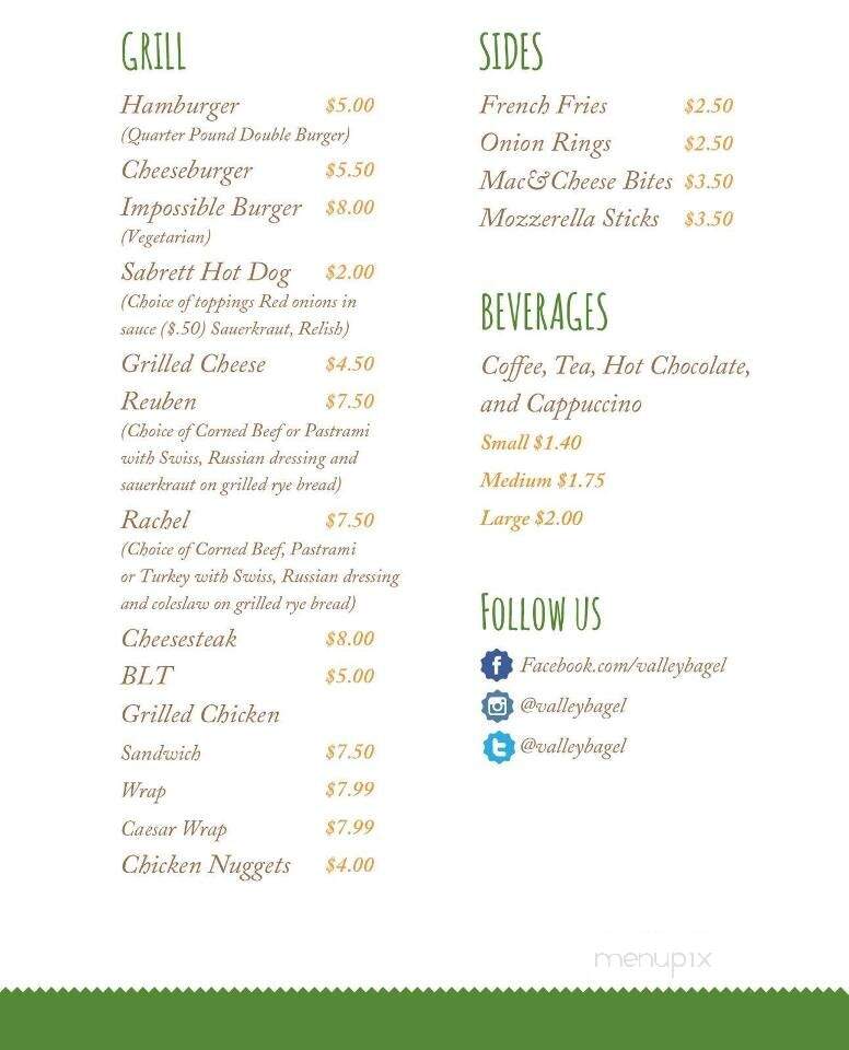 Valley Bagel & Deli - Hackettstown, NJ menu_pic
