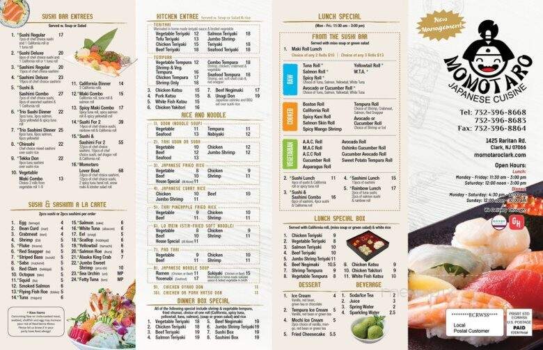 Momotaro Japanese Cuisine - Clark, NJ menu_pic