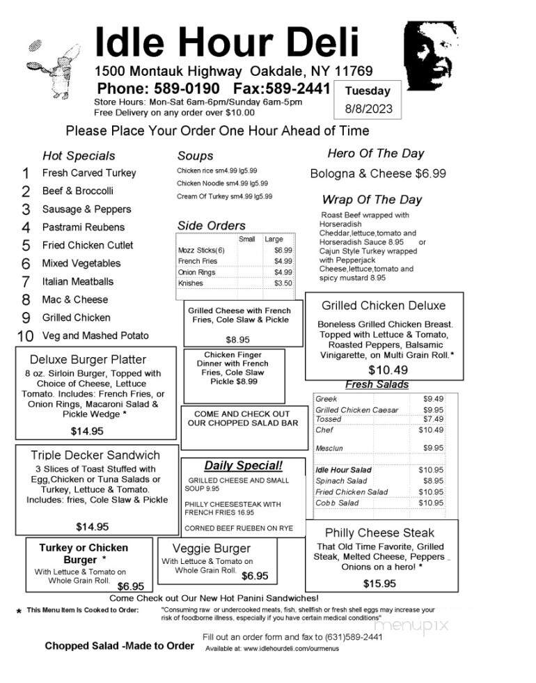Idle Hour Deli - Oakdale, NY menu_pic