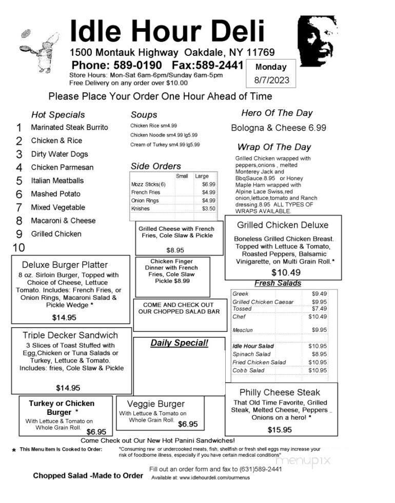 Idle Hour Deli - Oakdale, NY menu_pic