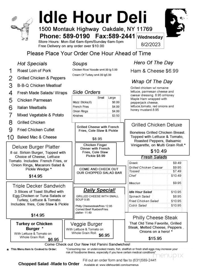 Idle Hour Deli - Oakdale, NY menu_pic
