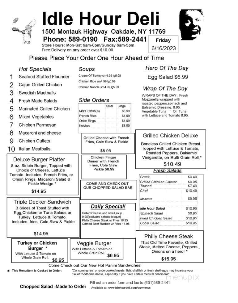 Idle Hour Deli - Oakdale, NY menu_pic