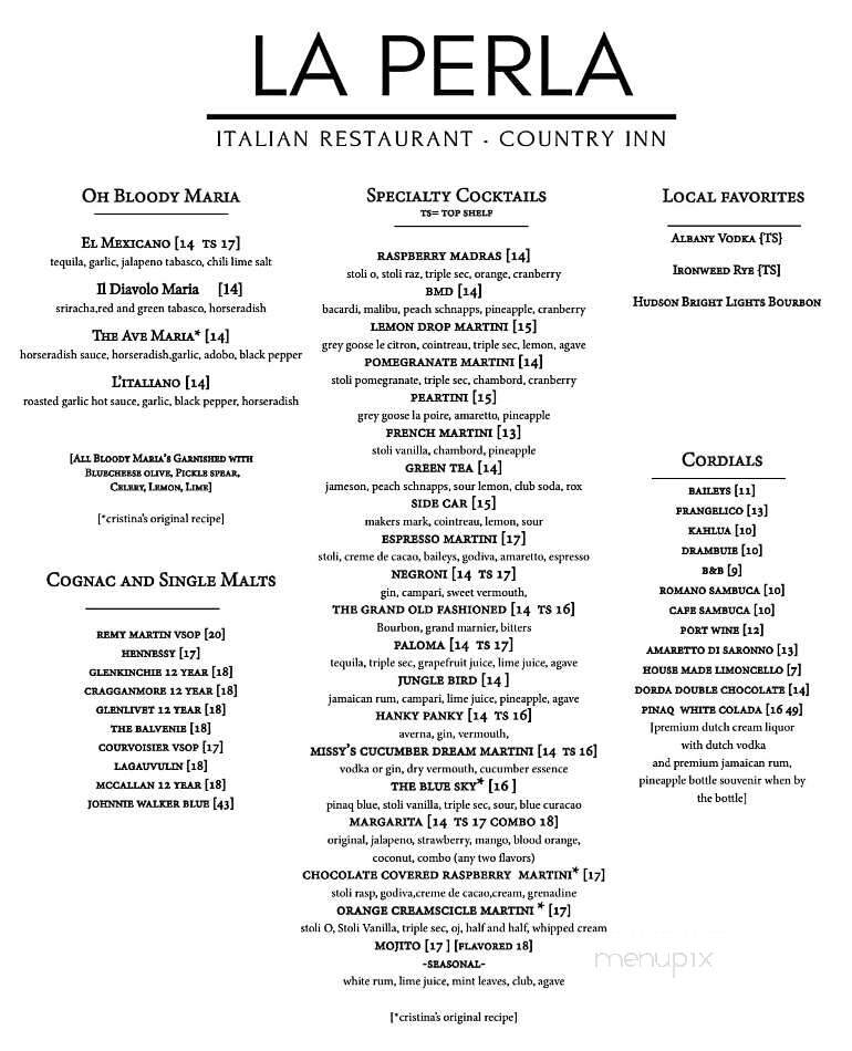 La Perla At Gregory House - Averill Park, NY menu_pic