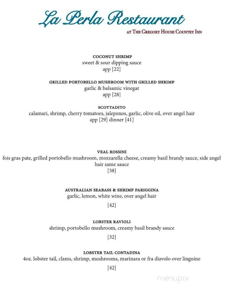 La Perla At Gregory House - Averill Park, NY menu_pic