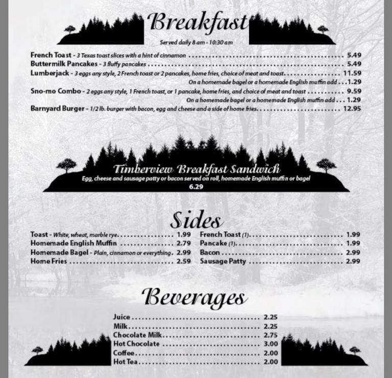 Timberview Lodge - Turin, NY menu_pic