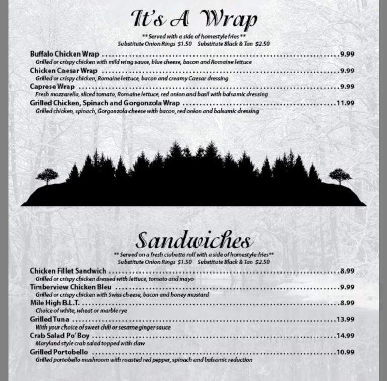 Timberview Lodge - Turin, NY menu_pic