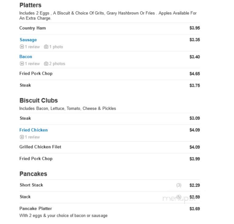 Biscuitville - Lexington, NC menu_pic