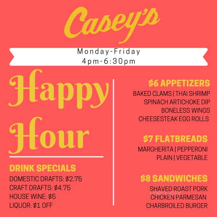 Casey's Ale House - Berwyn, PA menu_pic