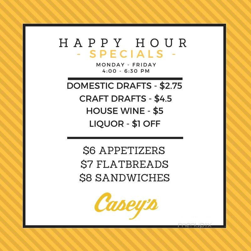 Casey's Ale House - Berwyn, PA menu_pic
