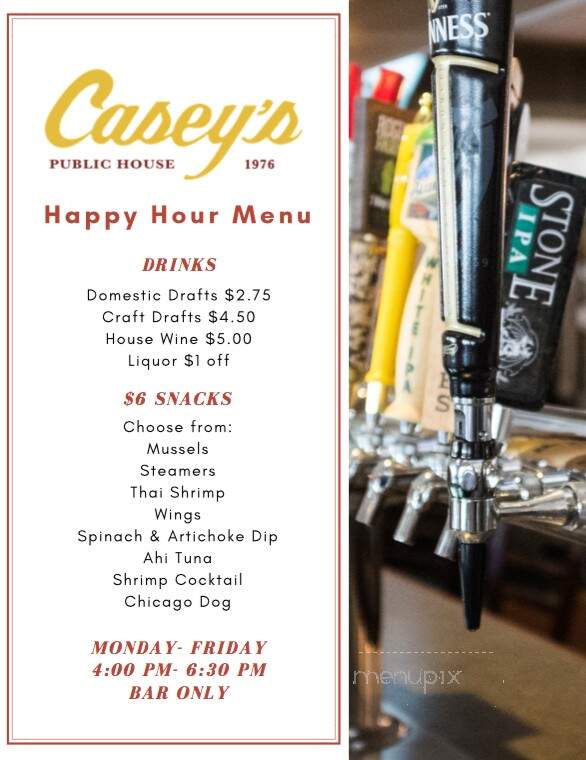 Casey's Ale House - Berwyn, PA menu_pic