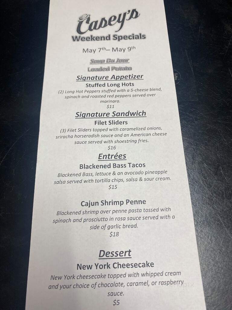Casey's Saloon & Restaurant - Drexel Hill, PA menu_pic