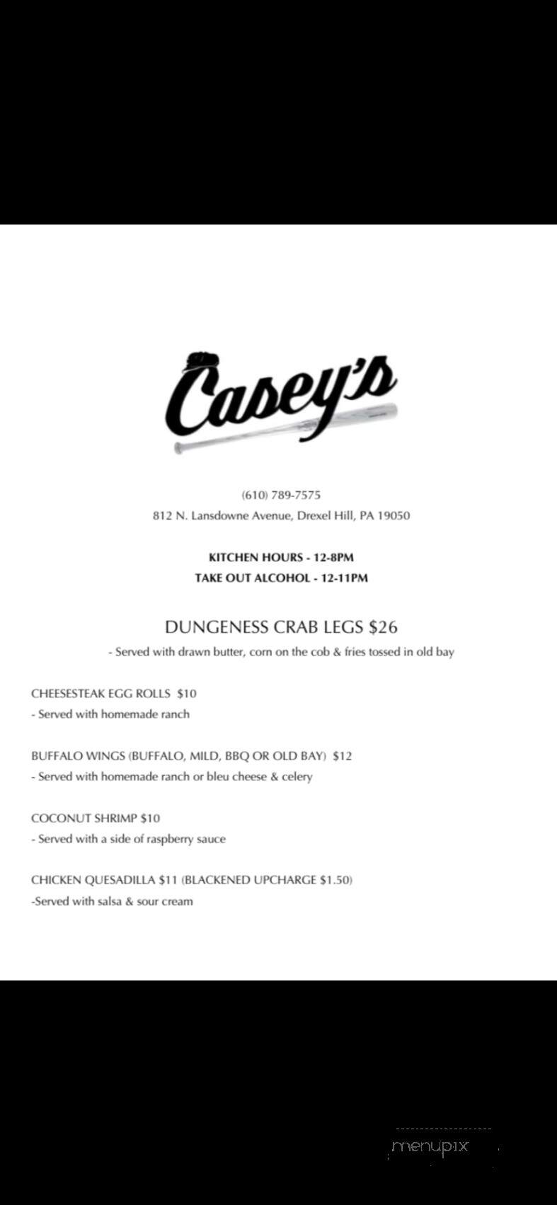 Casey's Saloon & Restaurant - Drexel Hill, PA menu_pic