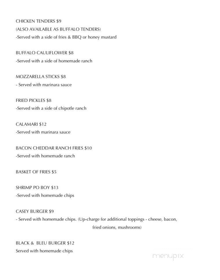 Casey's Saloon & Restaurant - Drexel Hill, PA menu_pic